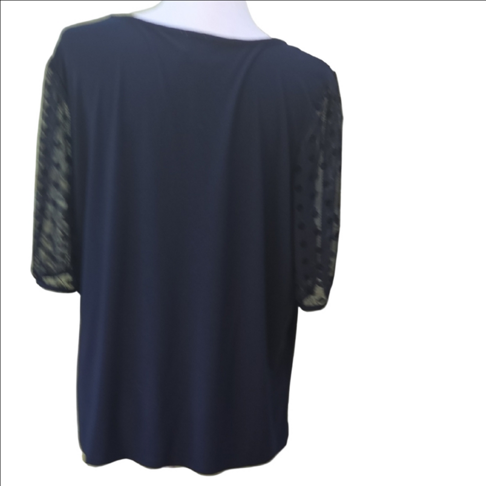 Anne Klein NAVY blue Boxy 3/4 Sleeve Top - Picture 4 of 7